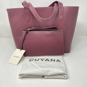 Cuyana Small Classic Structured Tote Slim Wristlet Wallet Organizer Merlot